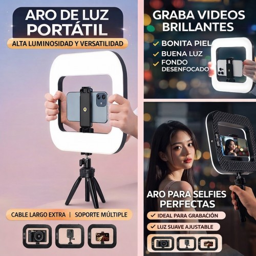 Aro de Luz Portátil para Celular y Video | Venta por Mayoreo W-JDJ8339 Aro de Luz Portátil para Celular y Video | Venta por Mayoreo W-JDJ8339