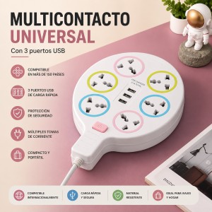Multicontacto Universal con Puertos USB por mayoreo