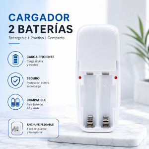 Cargador para 2 baterías recargables AA/AAA por mayoreo