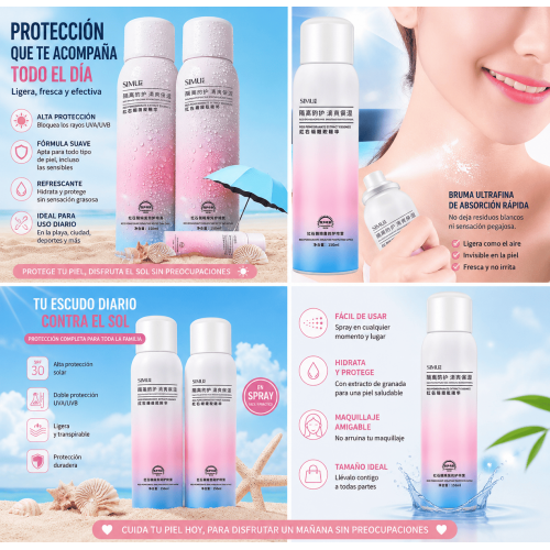 Spray Protector Solar Hidratante Facial y Corporal por Mayoreo