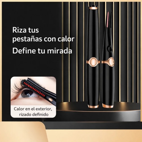 Rizador de Pestañas Eléctrico 2025 Recargable USB-C Premium | Calentamiento Ultrarrápido en 10s, 3 Niveles de Temperatura (65°-85°C) Diseño Dos en Uno (Cepillo Térmico Peine Separador) Protección Anti-Quemaduras Doble Labio, Mayoreo W-MJMY8111 