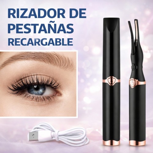 Rizador de Pestañas Eléctrico 2025 Recargable USB-C Premium | Calentamiento Ultrarrápido en 10s, 3 Niveles de Temperatura (65°-85°C) Diseño Dos en Uno (Cepillo Térmico Peine Separador) Protección Anti-Quemaduras Doble Labio, Mayoreo