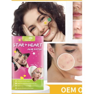 Parche facial para el acné de varios colores con 36 pegatinas de estrellas y corazones W-MQD6695