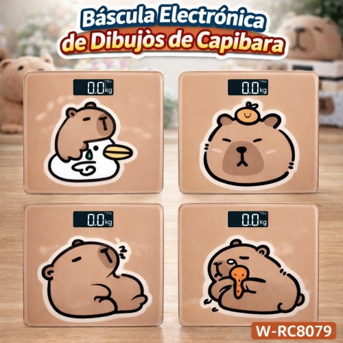 Báscula Electrónica Digital con Dibujos de Capibara Venta por Mayoreo W-RC8079