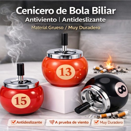Cenicero Metálico Tipo Bola de Billar Antiviento Venta por Mayoreo W-RJTQ8210