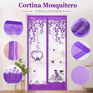 Cortina Mosquitero Magnética Decorativa Morada por Mayoreo