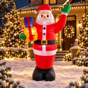 Santa Claus inflable de 1.80 m con regalos, ideal para decorar hogares, negocios, eventos y espacios navideños. Venta por mayoreo