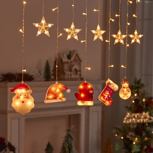 Ilumina tu hogar esta Navidad con esta hermosa serie de luces LED decorativas con figuras de Santa Claus, gorro navideño, guante, calcetín, muñeco de nieve y estrellas luminosas. Venta al por mayor W-RSDY8237