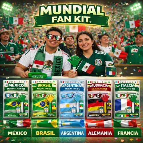 Kit Mundial Fan Kit Accesorios de Afición Futbolera por Mayoreo W-RSJB5598