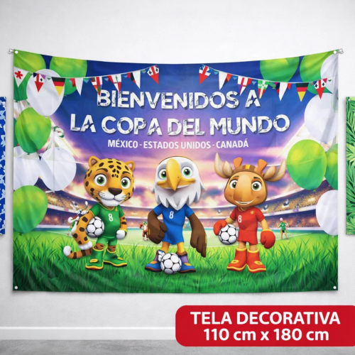 Tela de fondo temática de la Copa del Mundo, ideal para eventos, fiestas, escuelas y negocios. Diseños variados. Medida 110x180 cm. Perfecta para decoración y fotografías. Venta por mayoreo W-RSJB8349.