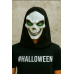 Máscara Calavera Terror con Ojos Verdes y Manto – Halloween Adulto – Mayoreo 