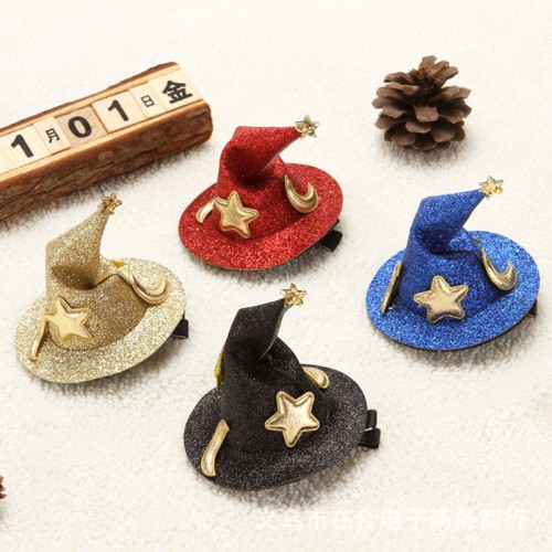 Mini sombreros de bruja decorativos con estrellas y lunas – Colores surtidos – Mayoreo W-RWSY6590