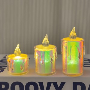 Set de 3 velas electrónicas con efecto holográfico y flama LED cálida  al por mayor W-RWSY6612