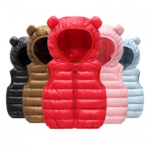 Chaleco acolchado para niños con capucha y orejitas por mayoreo W-TMF2792