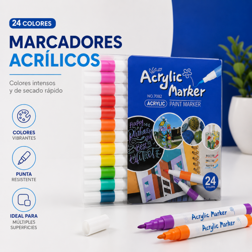 Marcadores acrílicos 24 colores por mayoreo