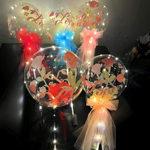 Globo LED de rosas estampadas ramo para regalo de San Valentin W-YHSG560