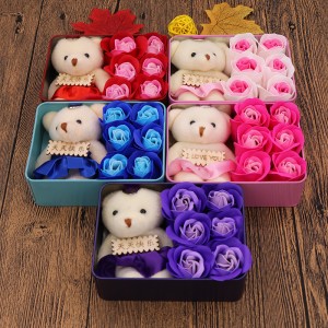 Caja de regalo cuadrada de osos con rosas W-YHSG571