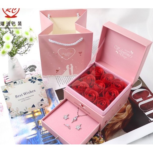 Caja de regalo romántica de rosa eterna, caja de joyería de alta gama sin joyas W-YSSH1302