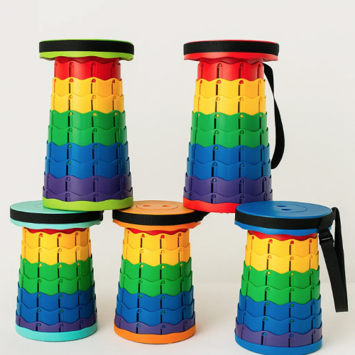 Banco plegable telescópico multicolor, portátil y ajustable ideal para camping, pesca, fila o picnic, venta por mayoreo