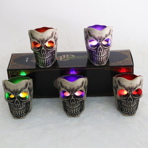 Lámpara de cráneo de colores,estatua de calavera LED para Halloween WS182