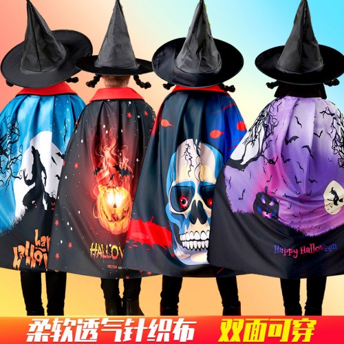 CONJUNTO DE CAPA CON SOMBRERO DE HALLOWEEN.Capa 82cm,Sombrero 38*36cm CON COLORES SURTIDOS WS199