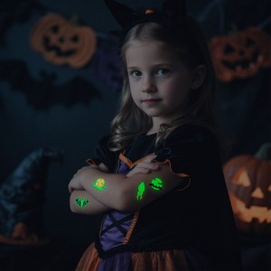Set de stickers decorativos de Halloween que brillan en la oscuridad. Incluyen diseños de calabazas, murciélagos, fantasmas y más venta al por mayor WS99