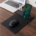 Mouse pad de carga inalámbrica para teléfono móvil, multifuncional plegable de cuero PU con ranura para bolígrafo y soporte para teléfono móvil WX46