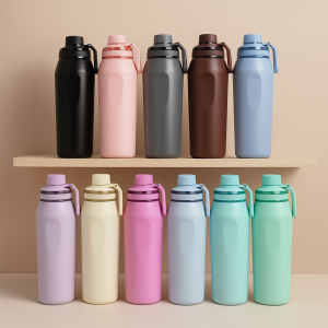 Termo sport de 950 ml con tapa y asa integrada, ideal para gimnasio, oficina o uso diario, modelo X0633, venta por mayoreo