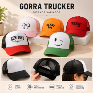 Gorras trucker con malla trasera por mayoreo