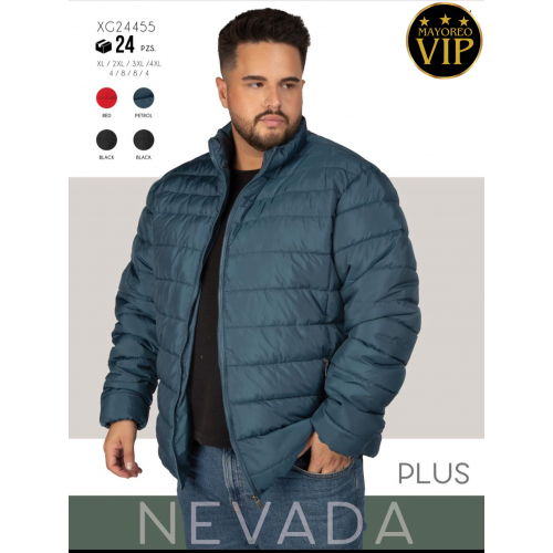 Chamarra acolchada para caballero plus talla amplia Nevada Tallas:XL/2XL/3XL/4XL.  Con Forro de Peluche.  Venta al por mayor XG24455