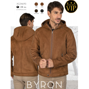 Chamarra para hombre estilo gamuza con gorro, cierre completo y forro térmico. Con Forro de Peluche.  Calidad PREMIUM Gorro Desmontable.  Venta al por mayor  XG24693