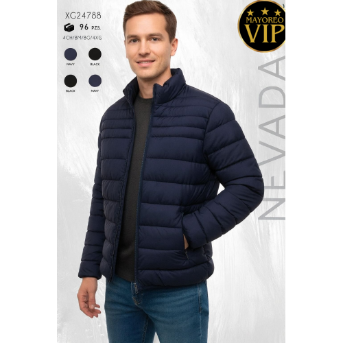 Chamarra térmica acolchada para hombre . Diseño ligero, cálido y cómodo para otoño-invierno. Con Forro de Peluche.  Venta al por mayor XG24788 