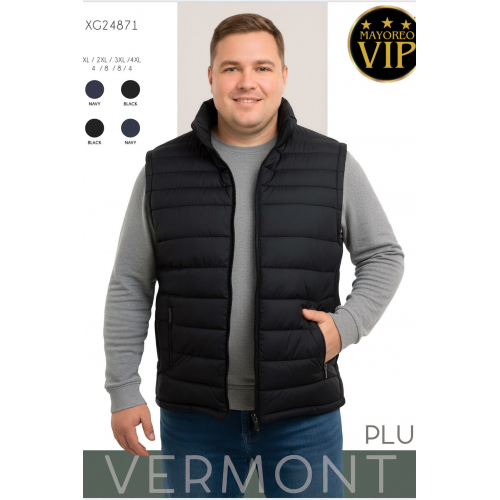 Chaleco acolchado para hombre talla plus  Diseño ligero y térmico ideal para clima frío Tallas:XL•2XL•3XL•4XL.   Calidad   Premium.   Venta al por mayor XG24871 