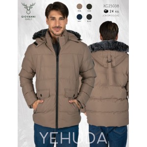 Chamarra térmica para caballero . Diseño acolchado premium con gorro forrado de peluche, ideal para climas fríos. Disponible en colores Steel, Olive, Navy y Black. Venta al por mayor XG25038 