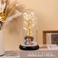 Flor decorativa para parejas con rosa artificial y luz LED en cúpula transparente con base decorativa. Ideal como regalo para San Valentin. Venta por mayoreo