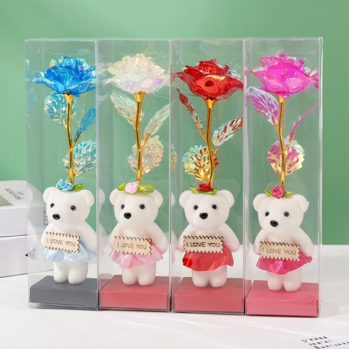 Oso decorativo con flor artificial y luz LED integrada. Ideal como regalo, decoración, escritorio o detalle especial para San Valentin. Venta por mayoreo XH-0300. Oso decorativo con flor artificial y luz LED integrada. Ideal como regalo, decoración, escritorio o detalle especial para San Valentin. Venta por mayoreo XH-0300.