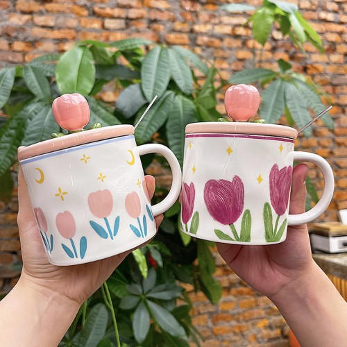 Tazas con forma y diseños de tulipán XH-GB055