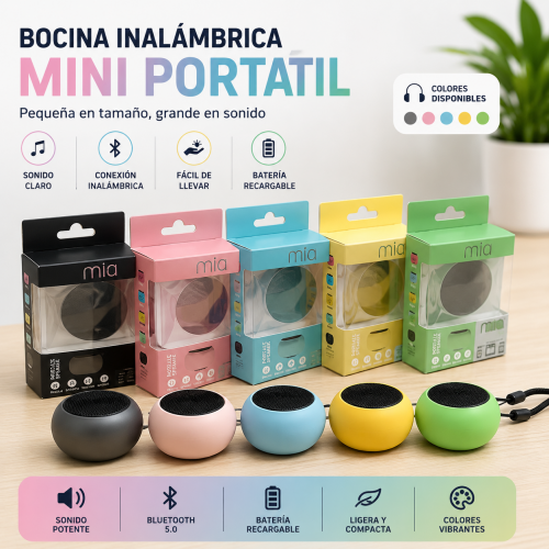 Bocina mini portátil disponible en varios colores, ideal para escuchar audio en espacios personales. Venta por mayoreo Bocina mini portátil disponible en varios colores, ideal para escuchar audio en espacios personales. Venta por mayoreo