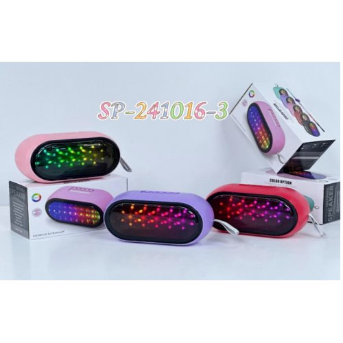 Bocina inalámbrica bluetooth rgb con correa y luces led de colores, diseño portátil para escritorio o exteriores, venta por mayoreo sp-241016-3