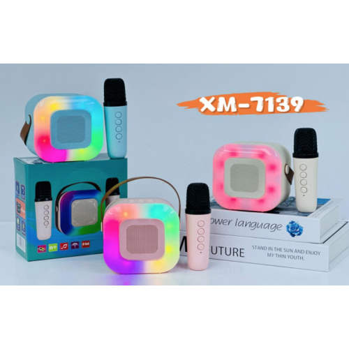 Bocina Portátil Bluetooth con Micrófono Inalámbrico, Luces LED Multicolor, Sonido Estéreo Recargable 1800mAh, Ideal para Karaoke, Fiestas y Reuniones, Mayoreo XM-7319