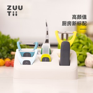 Set de peladores multifunción con base organizadora, 4 cuchillas para cocina profesional y hogar, pelador de verduras y frutas, venta al por mayor XPD-601