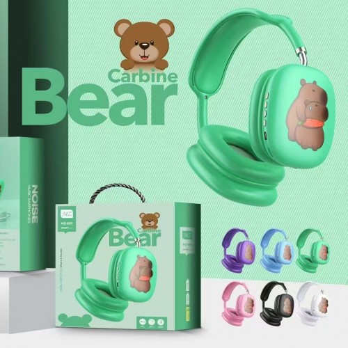 Audífonos infantiles Bluetooth Carbine Bear con diseño de osito, sonido estéreo, diadema ajustable y batería recargable, venta por mayoreo XR-3211 