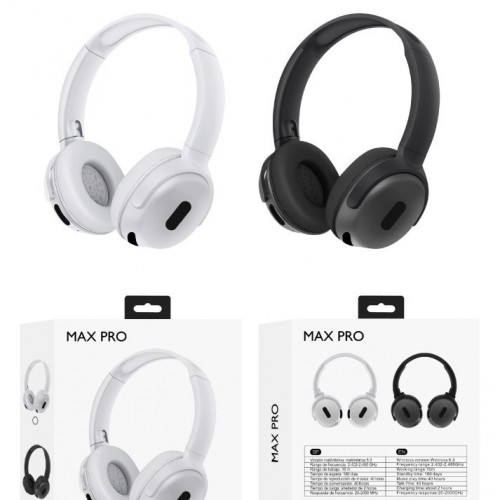 Audífonos inalámbricos Bluetooth Max Pro con diadema ajustable, sonido estéreo y batería recargable de larga duración, venta por mayoreo XR-3240