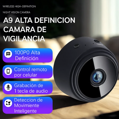 Mini cámara WiFi A9 Full HD con visión nocturna, detección de movimiento y batería recargable. Ideal para vigilancia del hogar o auto. Venta al por mayor XS-1203