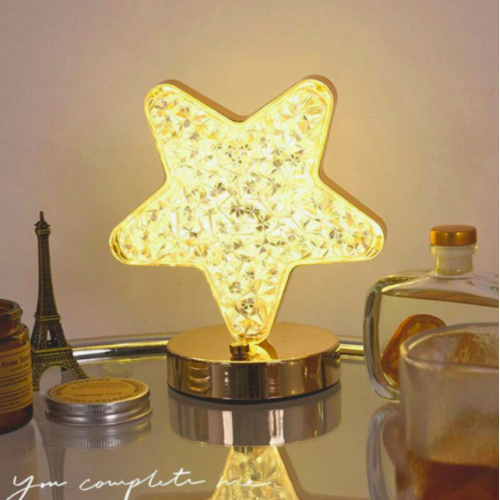 Lámpara LED de mesa con diseño de estrella para dormitorio con 3 modos de color, táctil, recargable USB al por mayor XX02