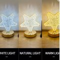 Lámpara LED de mesa con diseño de estrella para dormitorio con 3 modos de color, táctil, recargable USB al por mayor XX02