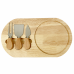 Set de Tabla para Quesos con 3 Cuchillos, de Madera y Acero Inoxidable 18*36*1.5 por Mayoreo - Código XY-342