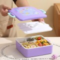 Lonchera infantil cuadrada con 4 divisiones internas, tapa hermética y cierres laterales seguros VENTA AL POR MAYOR  Y09-XC