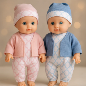 Muñeca interactiva de 35 cm que toma agua, hace pipí y emite sonidos divertidos. Incluye accesorios. Ideal para regalo y juego de imitación. Venta por mayoreo