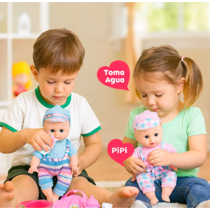 Muñeca bebé interactiva surtida que toma agua y hace pipí con sonidos, muñeca de 35 cm con accesorios, biberón y orinal, juguete educativo para niñas Venta al por mayor Y14-1311AB 